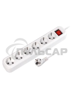 Удлинитель Smartbuy, 6 гнезд 10 м, 16А/3,5кВт с выкл. и заземлением ПВС 3х1,0 (SBE-16-6-10-ZS)