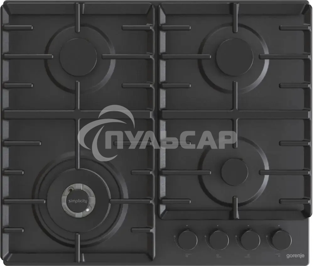 Газовая варочная панель Gorenje GW642SYB, 4 конфорки, эмалированная сталь, черный
