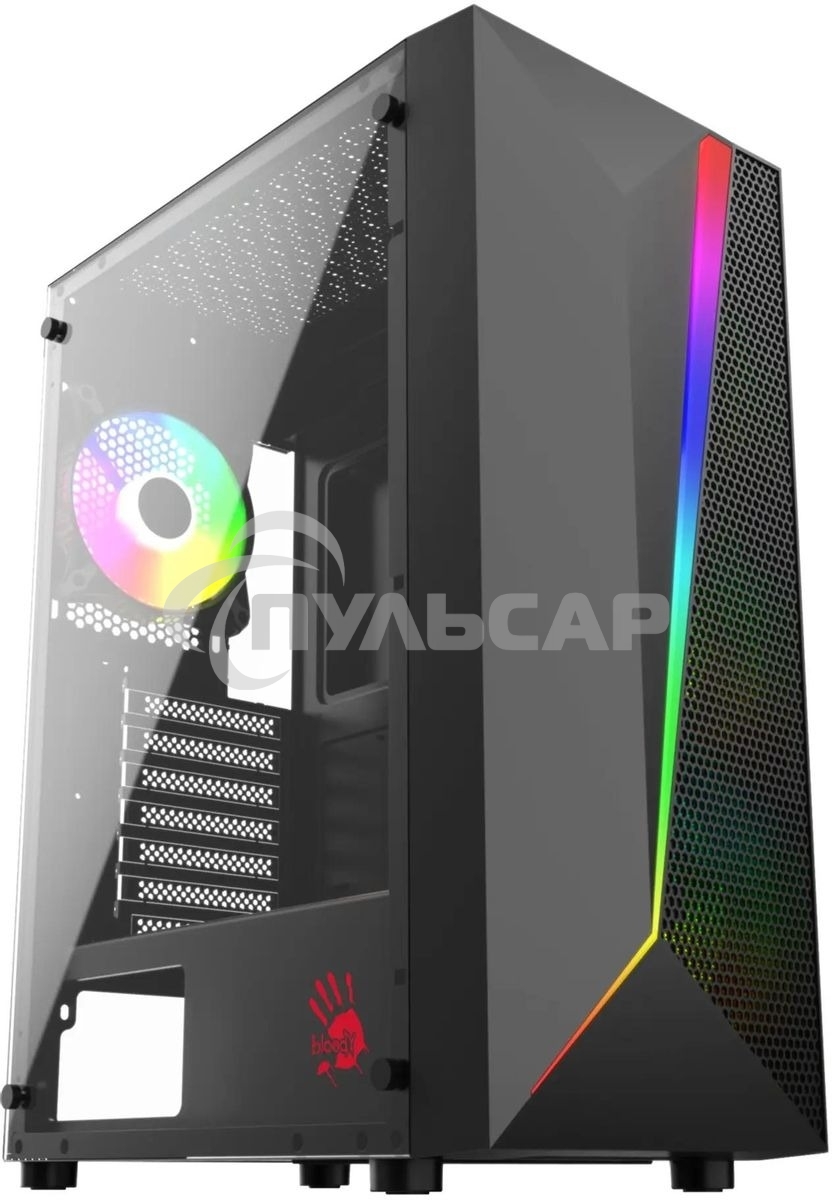 Компьютерный корпус Bloody BD-CC106 черный без БП ATX 8x120мм 1xUSB 2.0 1xUSB 3.0 audio bott PSU