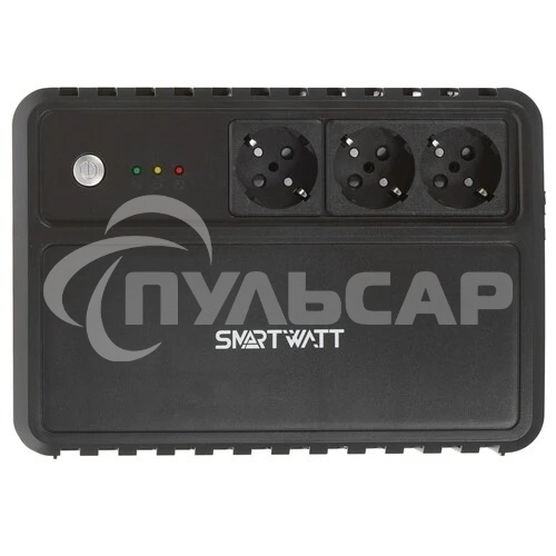 Источник бесперебойного питания SMARTWATT UPS SAFE 1000 черный, 1000/600 ВА/Вт, линейно-интерактивный, напольный, LED индикация, Shuko CEE7/4 - 3 шт.