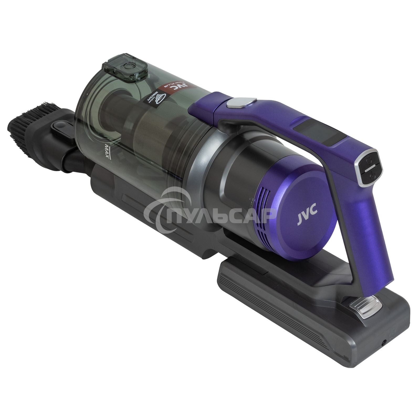 Пылесос вертикальный JVC JH-VS134 фиолетовый/черный, питание от аккумулятора, пылесборник 1,2 л, работа от АКБ max 50 мин.