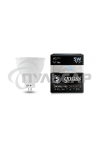 Лампа светодиодная диммируемая Gauss MR16 5Вт 4100К белый GU5.3 530лм 180-265В