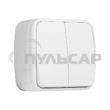 Выключатель 2-клавишный ОП 10А белый Минск EKF Basic