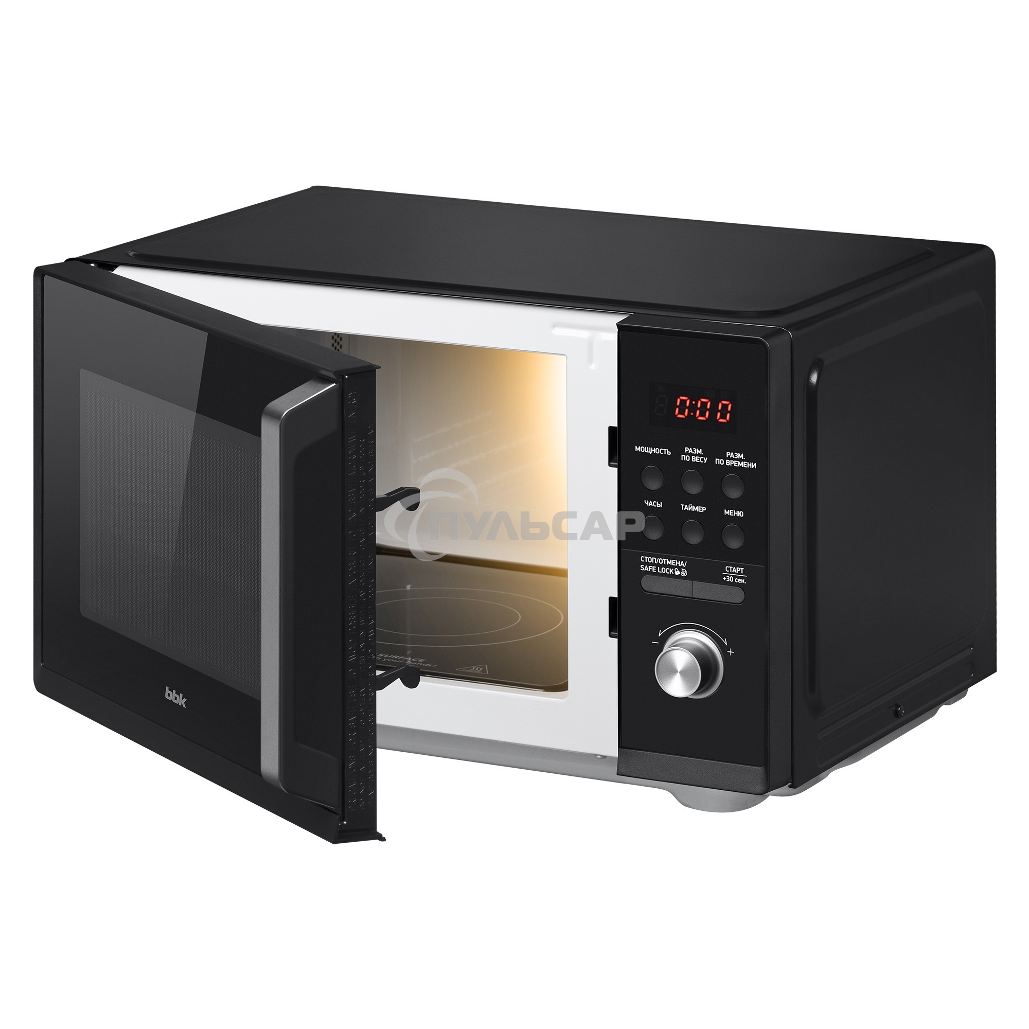 Микроволновая печь BBK 25MWS-954T/B черный, 25 л, 900 Вт, поворотный/кнопки