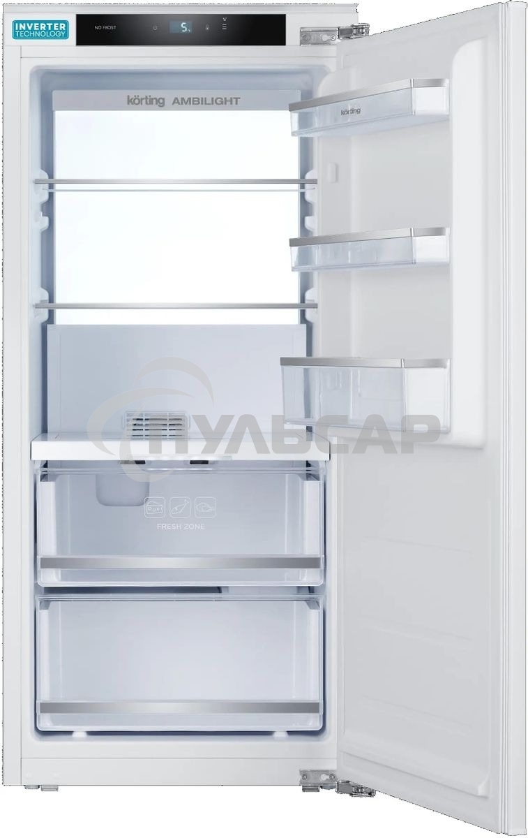 Встраиваемый холодильник Korting KSI 1221, белый однокамерный 173л, морозилка отсутствует, капельное