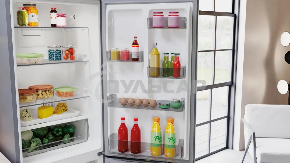 Холодильник Hotpoint HT 5180 MX нержавеющая сталь/серебристый двухкамерный 220/78 л морозилка снизу, No Frost