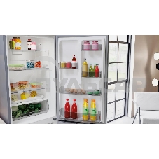 Холодильник Hotpoint HT 5180 MX нержавеющая сталь/серебристый двухкамерный 220/78 л морозилка снизу, No Frost