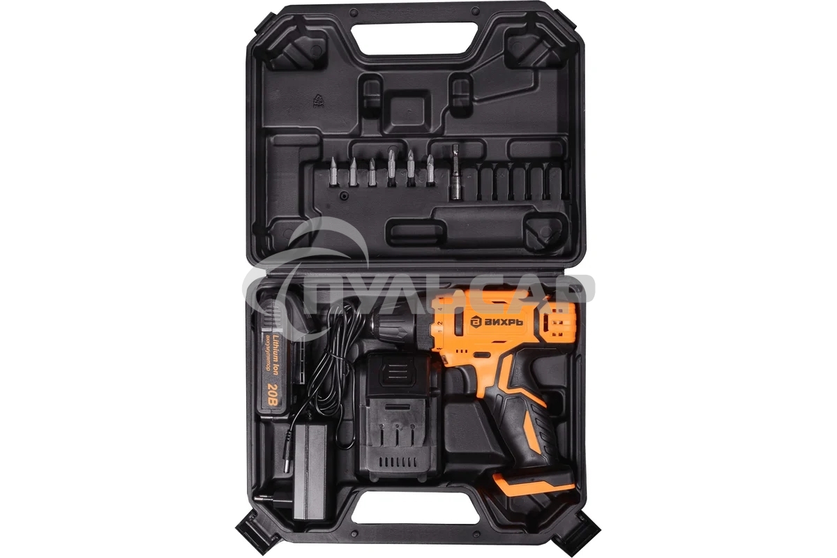 Дрель-шуруповерт Вихрь ДА-20Л-2К 72/14/21, Аккумуляторная, 20В, 2 АКБ, Кейс