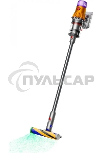 Пылесос вертикальный Dyson SV46 V12 Detect Slim Absolute серебристый/желтый, питание от аккумулятора, 150 Вт, уборка сухая, пылесборник 0.35 л, работа от АКБ max 60 мин.