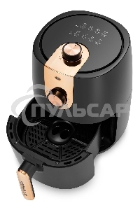 Аэрогриль Hyundai HYF-2057 1000Вт черный/золотистый