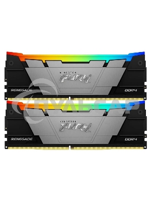 Оперативная память Kingston Fury Renegade, DDR4, 16Gb (2x8Gb), 3200MHz, CL16, DIMM, с радиаторами, RGB, черный