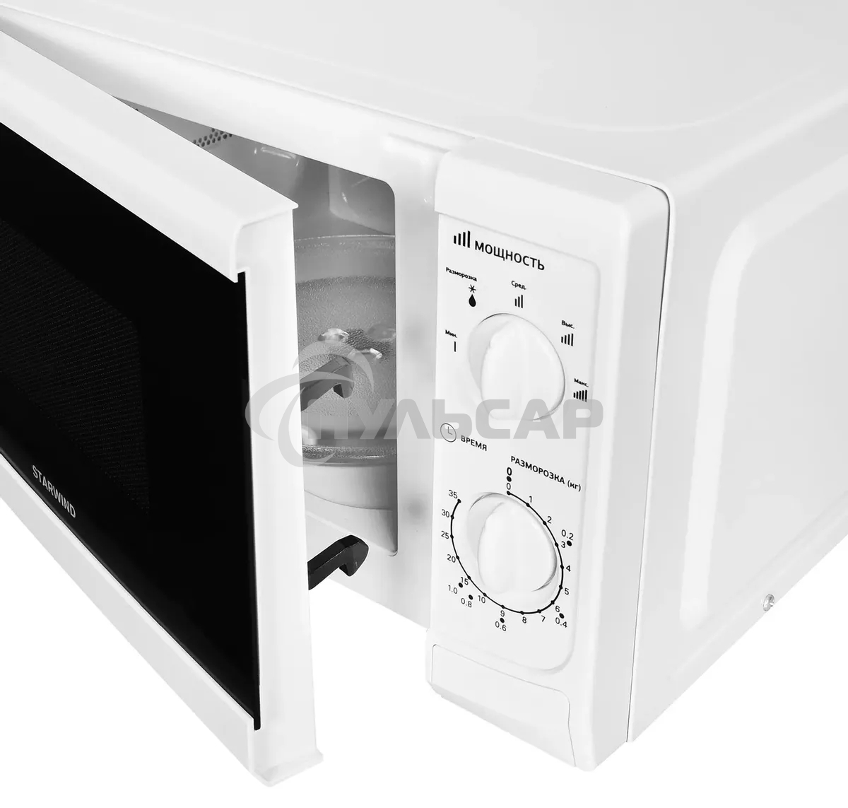Микроволновая печь Starwind SWM5620 белый, 20 л, 700 Вт, переключатели - поворотный механизм
