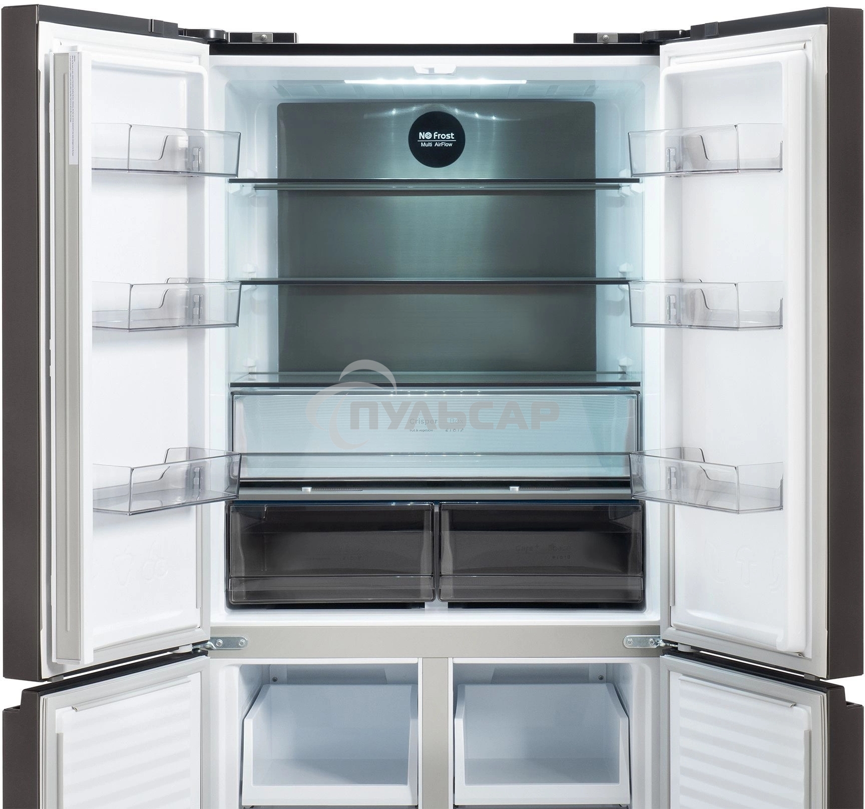 Холодильник Hyundai CM45043F черная сталь трехкамерный 405/270л морозилка снизу No Frost, Side by Side