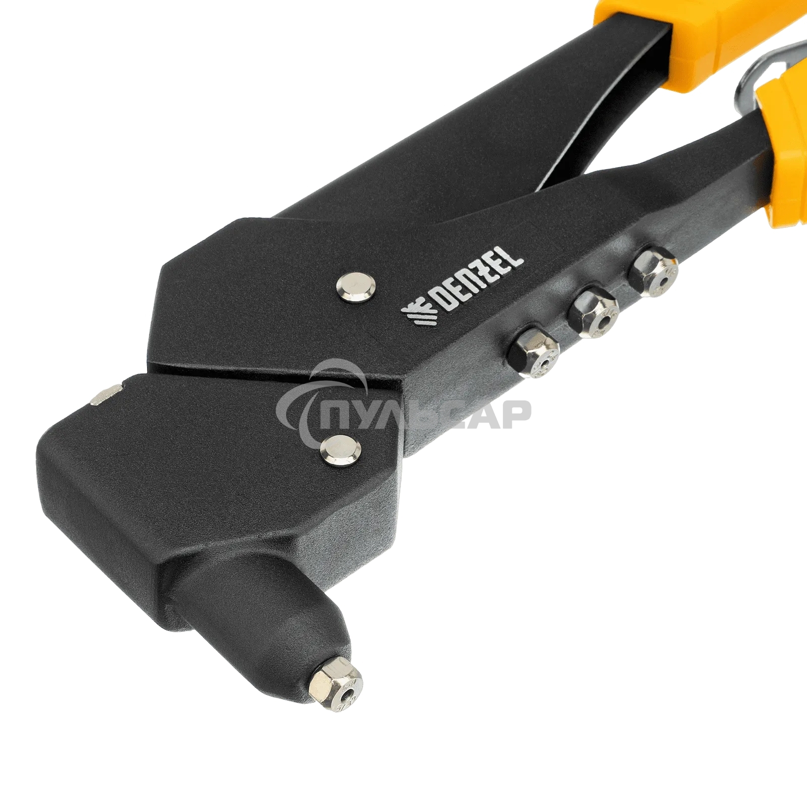 Заклепочник ручной Denzel 285 мм, поворотный, 0-360, заклепки 2,4-3,2-4,0-4,8 мм