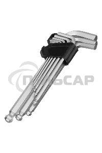 Набор ключей имбусовых, HEX, 2-12 мм, CrV, 9 шт., удлиненные, с шаром Denzel