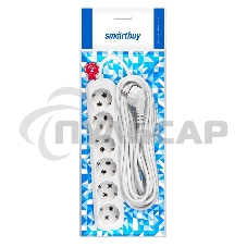 Удлинитель Smartbuy, 6 гнезд 10 метров 16А/3,5кВт с заземлением ПВС 3х1,0 (SBE-16-6-10-Z)