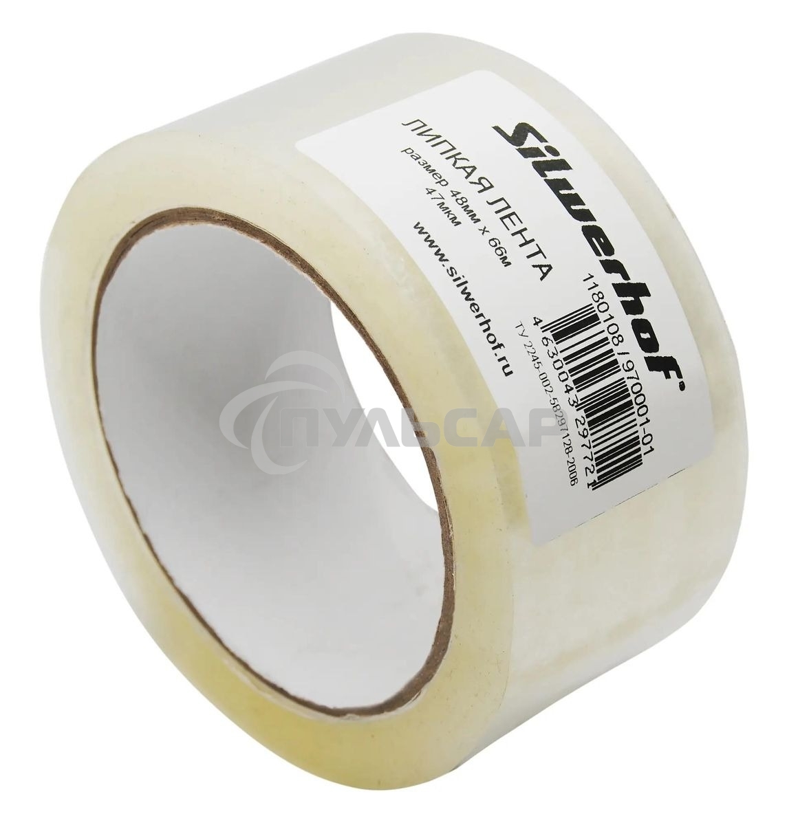 Упаковка клейкой ленты Silwerhof Eco, упаковочная, прозрачный, 48мм, 66м, 47мкм, полипропилен