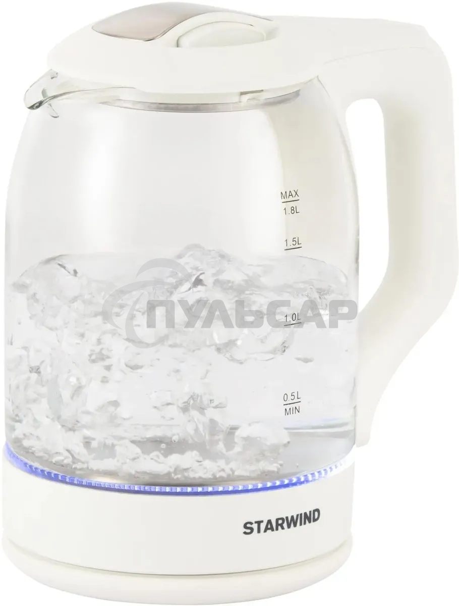 Чайник электрический StarWind SKG1056 1,8 л, 2000 Вт, белый/прозрачный