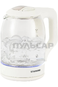 Чайник электрический StarWind SKG1056 1,8 л, 2000 Вт, белый/прозрачный