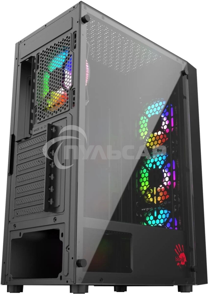 Компьютерный корпус Bloody BD-CC106F черный без БП ATX 4x120мм 1xUSB 2.0 1xUSB 3.0 audio bott PSU