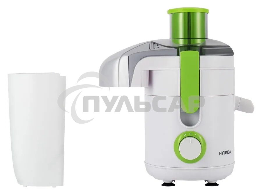 Соковыжималка центробежная Hyundai HY-JE1615 500Вт рез.сок.:400мл. белый/зеленый