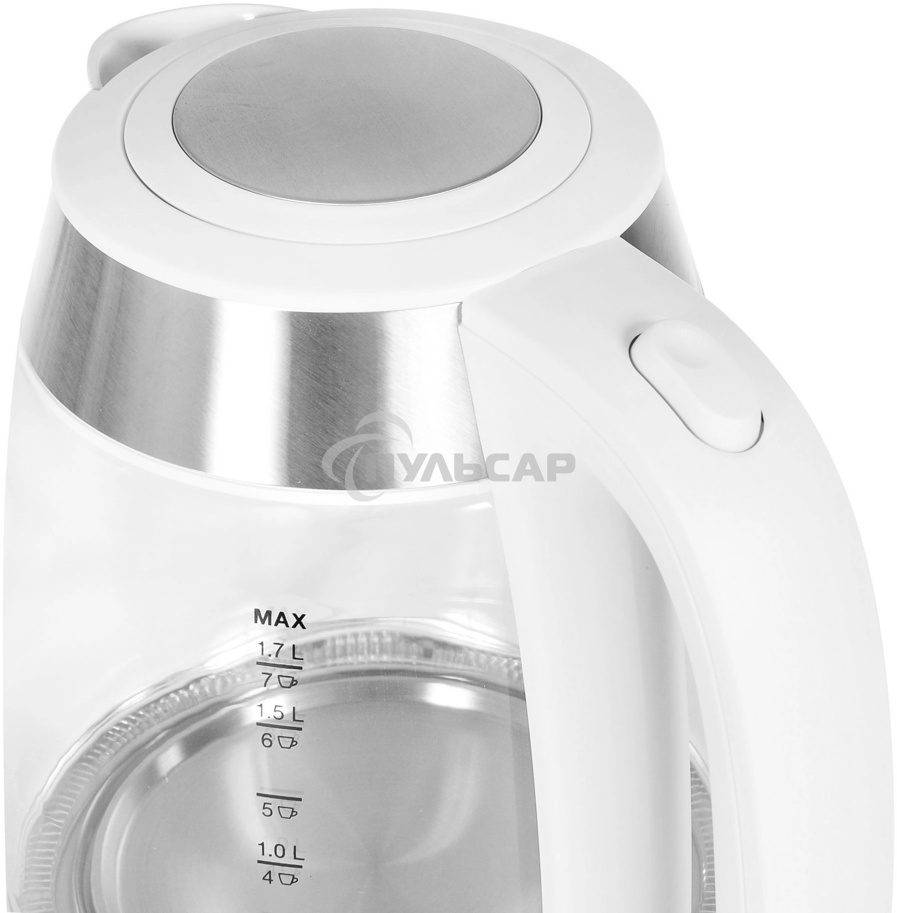 Чайник электрический Hyundai HYK-G4033 1.7л. 2200Вт белый/серебристый (корпус: стекло)