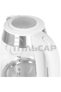 Чайник электрический Hyundai HYK-G4033 1.7л. 2200Вт белый/серебристый (корпус: стекло)