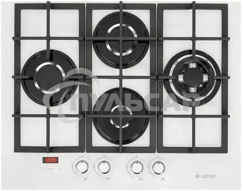 Газовая варочная панель GEFEST ПВГ 2231-02 Р12, 4 конфорки, закаленное стекло, белый
