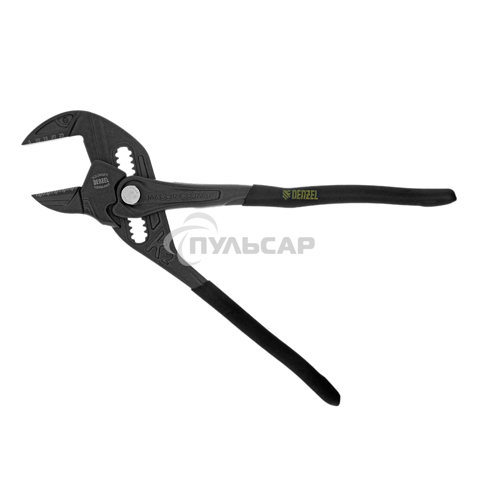 Клещи переставные Denzel кнопочный механизм, обливные рукоятки, сантехнические, 250 мм