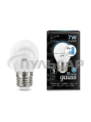 Лампа светодиодная Gauss LED Globe 7Вт E27 4100К step dimmable (диммир.)