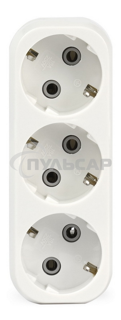 Тройник Smartbuy (SBE-16-A02-3z) 3 гнезда с заземлением плоский 16А 250B