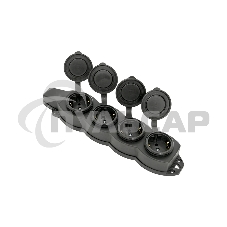 Розетка EKF RPS-020-16-230-44 PROxima четырехместная с защитными крышками каучуковая 230В 2P+PE 16A IP44