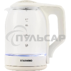 Чайник электрический StarWind SKG1056 1,8 л, 2000 Вт, белый/прозрачный