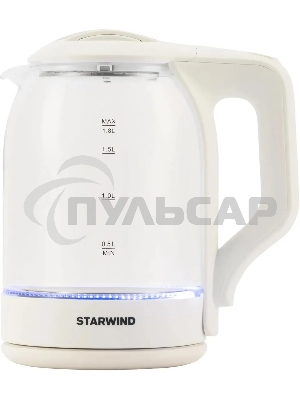 Чайник электрический StarWind SKG1056 1,8 л, 2000 Вт, белый/прозрачный