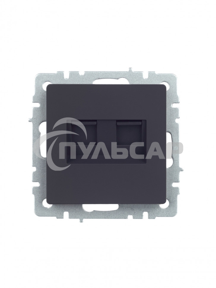Розетка компьютерная двойная IEK BRITE РК10-2-БрГ RJ45 кат.5E графит