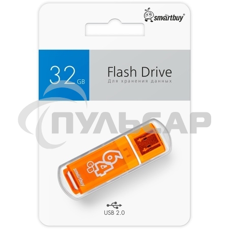 Флешка USB Smartbuy Glossy series Orange (SB64 GbGS-Or), 64 Gb, USB 2.0, R/W 25/15, оранжевый
