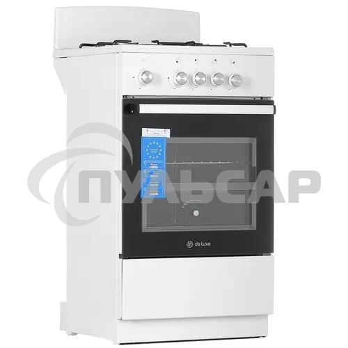 Плита газовая De Luxe 5040.48Г (Щ) белый, конфорок 4 шт, духовка 43 л, 50 см x 85 см x 50 см