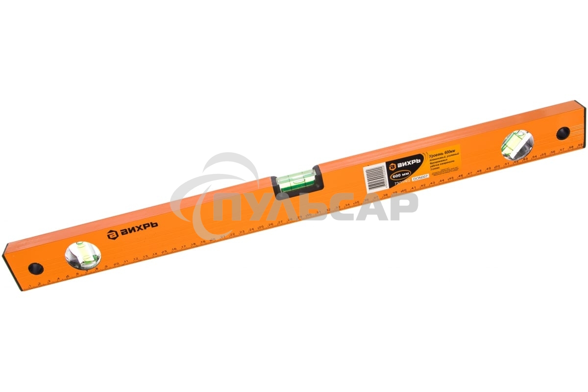 Уровень алюминиевый ВИХРЬ 600мм фрезерованный 3 глазка