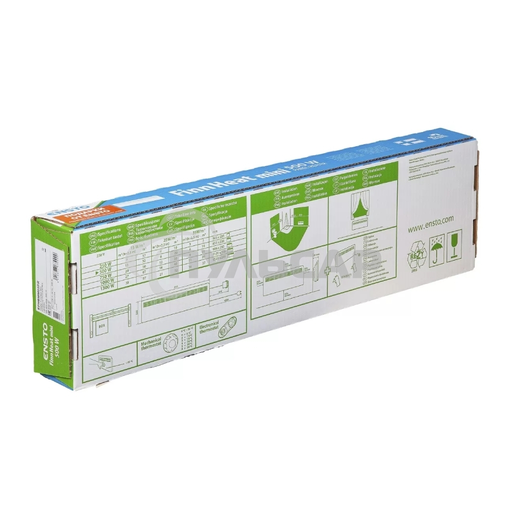 Конвектор ENSTO FinnHeat MINI EPHBMM05PR белый, 500 Вт, 8 м2, механический термостат