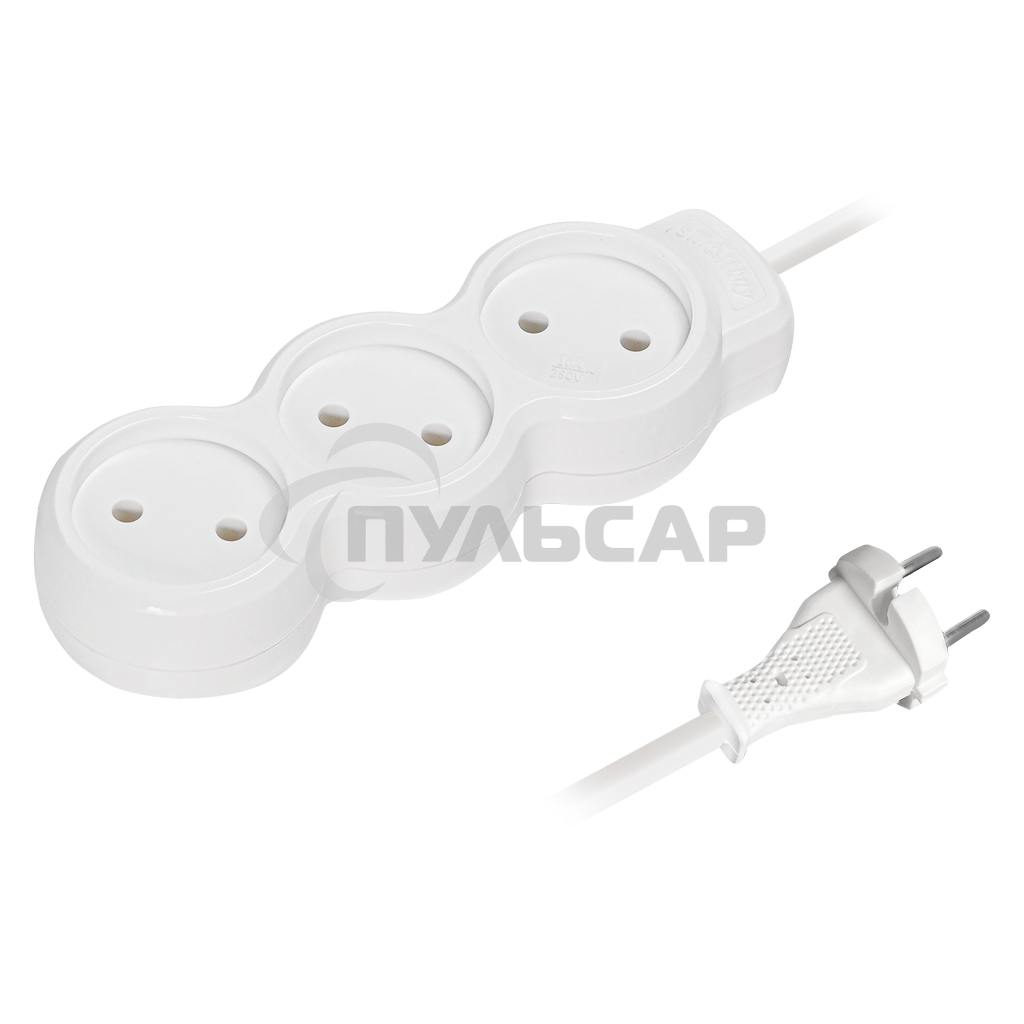 Удлинитель бытовой Smartbuy (SBE-10-3-10m-N) 3 гн х 10,0 м белый