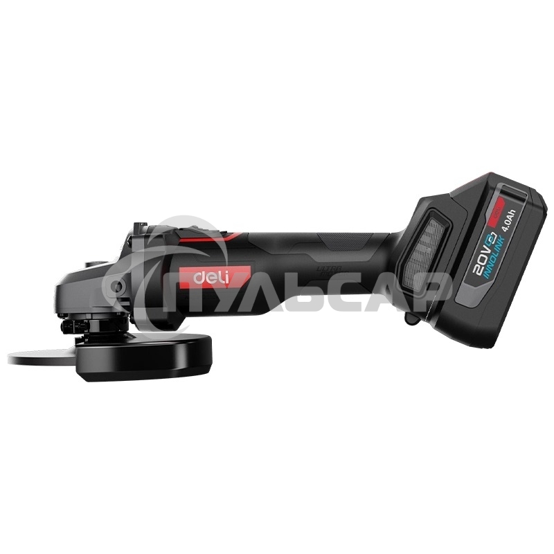 Углошлифовальная машина аккумуляторная Deli DC601, (2АКБ*4А·ч + ЗУ, 20В, 115мм, М14, 3500/6000/8500об/мин, сумка)