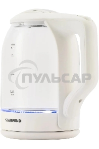 Чайник электрический StarWind SKG1056 1,8 л, 2000 Вт, белый/прозрачный