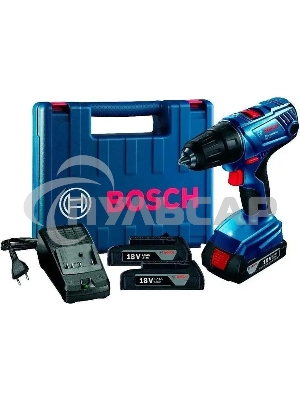 Дрель-шуруповерт Bosch GSB 180-LI Аккумуляторная, 18В, 2 АКБ, Кейс