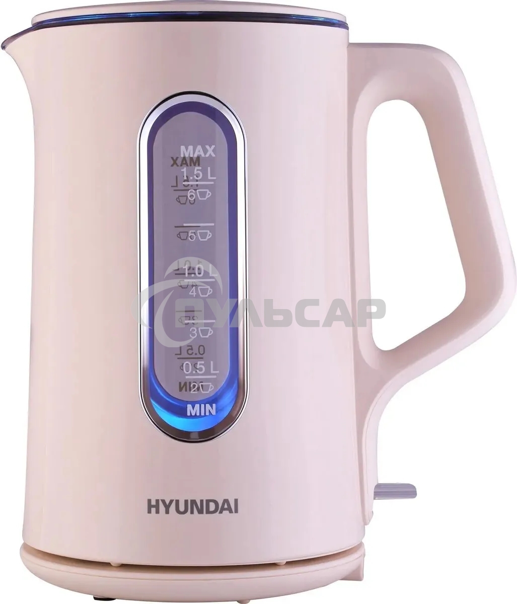 Чайник электрический Hyundai HYK-G8888 1.5л. 1700Вт кремовый/прозрачный корпус: стекло