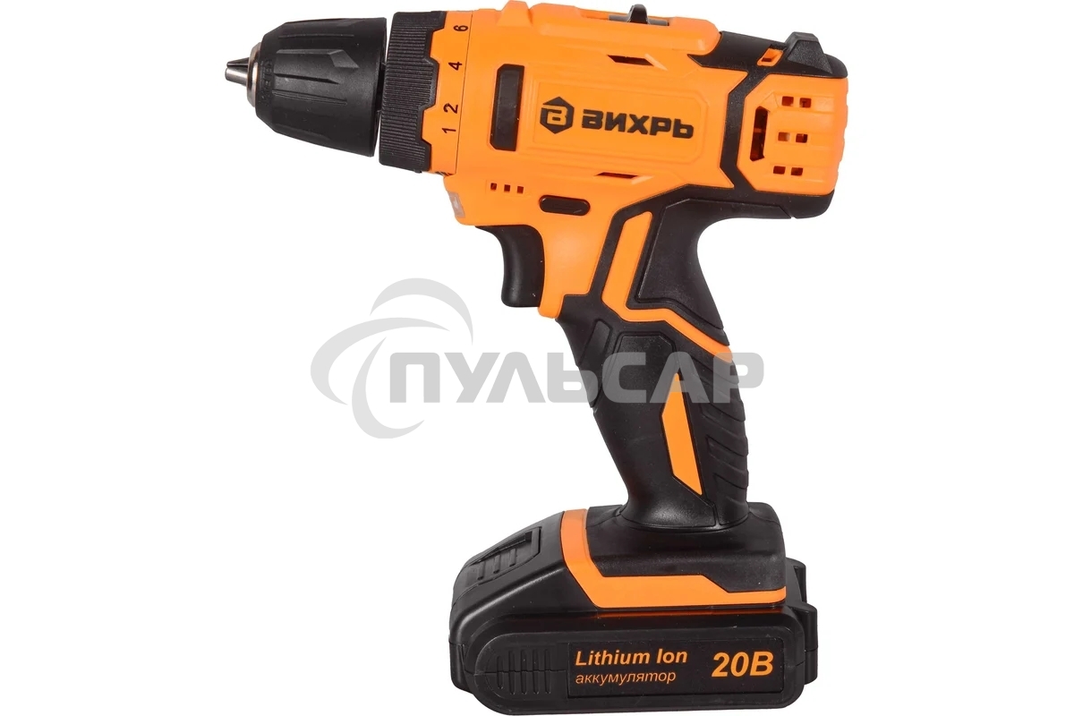 Дрель-шуруповерт Вихрь ДА-20Л-2К 72/14/21, Аккумуляторная, 20В, 2 АКБ, Кейс