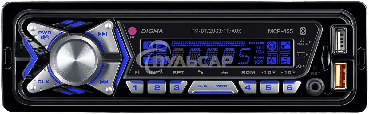 Автомагнитола Digma MCP-455 1DIN 4x50Вт v5.0 USB 2.0 AUX 4 ПДУ