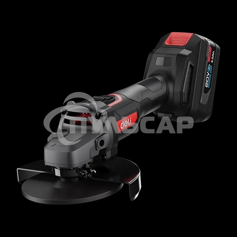 Углошлифовальная машина аккумуляторная Deli DC601, (2АКБ*4А·ч + ЗУ, 20В, 115мм, М14, 3500/6000/8500об/мин, сумка)
