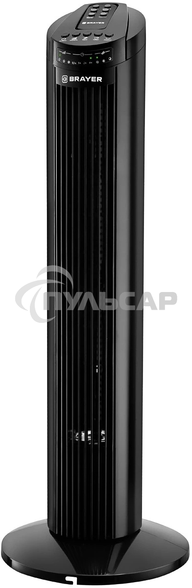 Колонный вентилятор BRAYER BR4958BK, механ.упр.,пульт ДУ,вращение90°,мощ-ть50Вт,защита от перегрева