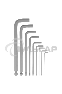 Набор ключей имбусовых, HEX, 2-12 мм, CrV, 9 шт., удлиненные, с шаром Denzel