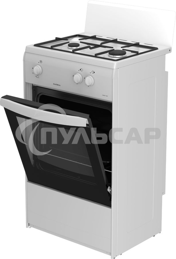 Плита газовая Darina 1AS GM 521 001 W белый/черный, конфорок 2 шт, духовка 45 л, 50 см x 85 см x 41 см